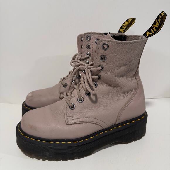 Dr. Martens Women's Pisa Leather Jadon III Boots Combat Platform Taupe Black 8 - Picture 1 of 9
